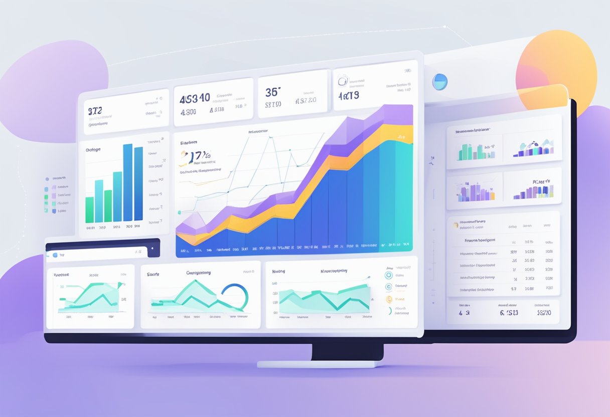 Un tableau de bord avec divers indicateurs clés de performance d'engagement affichés dans une interface moderne et élégante. Des graphiques et des diagrammes montrent les métriques d'engagement des candidats dans un ATS.