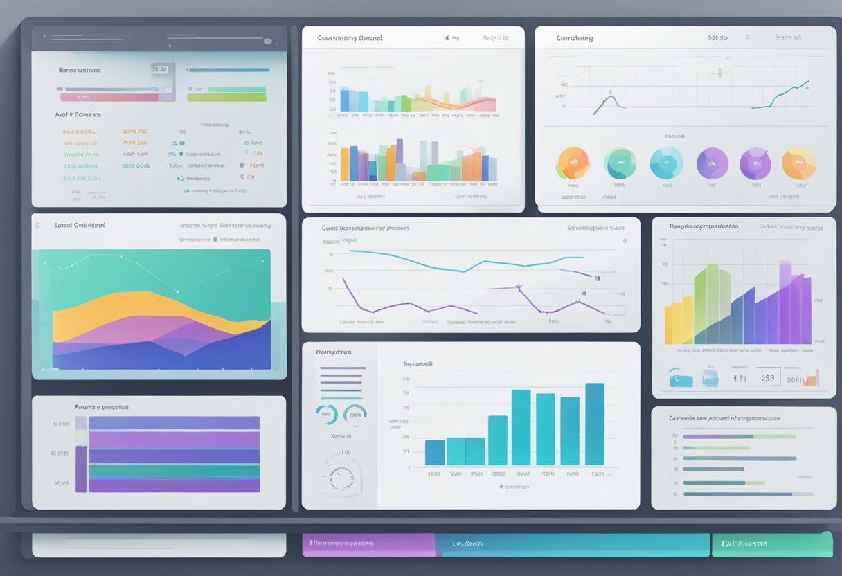 Un écran d'ordinateur affichant un tableau de bord avec divers graphiques et diagrammes, montrant l'analyse des données des candidatures passées.