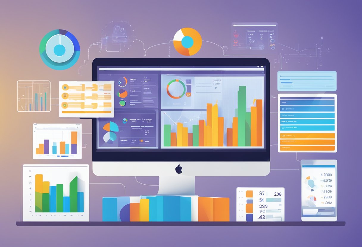 Un écran d'ordinateur affichant divers indicateurs de performance pour un logiciel de recrutement, avec des graphiques et des diagrammes montrant les indicateurs clés de performance.