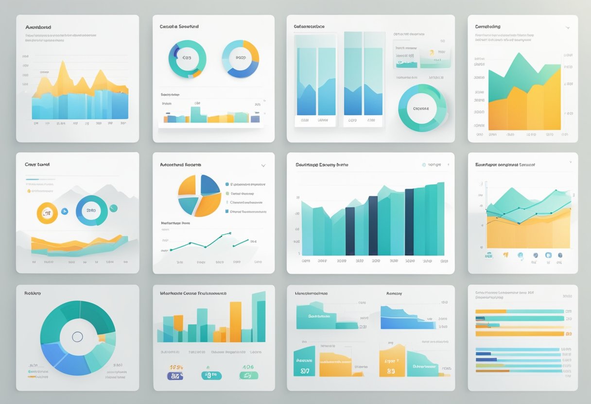 Un tableau de bord avec des indicateurs clés affichés pour les dirigeants, y compris des graphiques et des diagrammes.